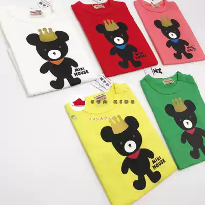 Spot imported mikihouse Summer Children Short Sleeve T-shirt Cotton Crown Summer 12-5205-674 Japanese