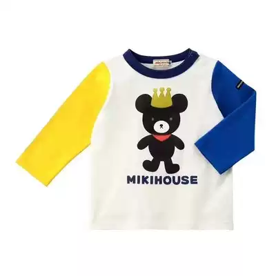 Spot mikihouse New Baby cute Crown bear long sleeve T-shirt 13-5219-670 Japanese