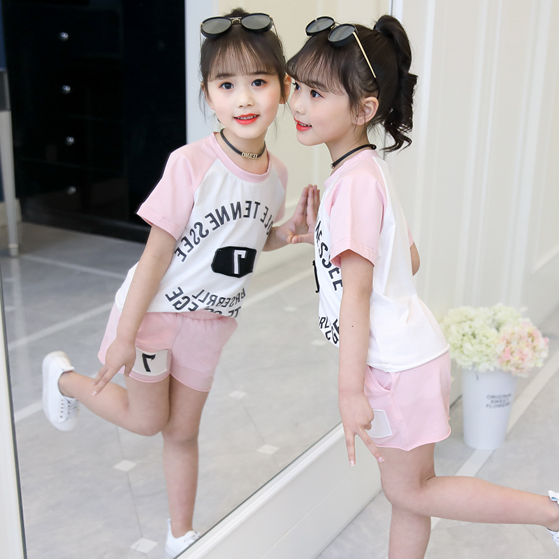 Girls thể thao Kit 2020 mới mùa hè ăn mặc vừa và lớn trẻ em mùa hè ăn mặc hai mảnh cô gái thời trang thời trang thời trang thời trang