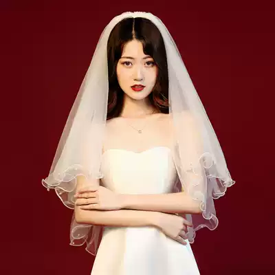 Korean bridal veil female super fairy double-layer modeling wedding wedding headdress Forest wedding short veil