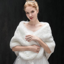 Bridal wedding wool shawl Winter wedding coat Cheongsam Bridesmaid dress red and white shawl thickened warm cloak