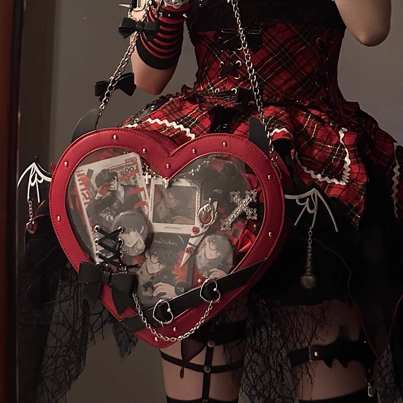 【Xingzhilan Original】Heart-Shaped Little Devil Pain Bag Large Capacity Single Shoulder Crossbody Doll Bag Y2K Yabi