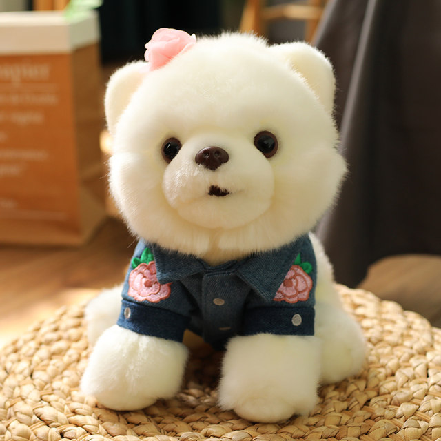 ຫມາງາມ Pomeranian doll plush toy simulation teacup dog puppy doll ຂອງຂວັນວັນເກີດສໍາລັບເດັກຍິງ