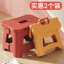 Small bench home can store ins Net red folding stool strong plastic thick durable and easy to carry