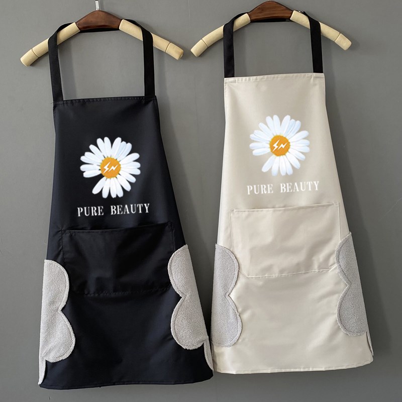 Large pocket shoulder strap apron love small fresh home kitchen personality fashion manicure overalls waterproof can be customized