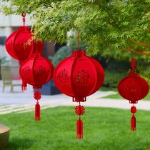 The New Years Lighty Tiger New Year New Years Festival decorated hanging pieces outdoor Chinese red lantern lantern tree