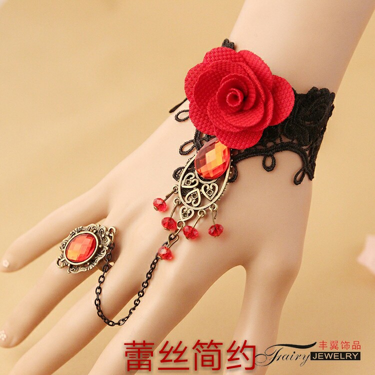 Nhật Bản và Hàn Quốc retro ngọt ngào nhiều vòng tay ren vòng một chuỗi hiệu suất vòng tay nữ Loli cô dâu trang sức cưới - Vòng đeo tay Cuff vòng lv