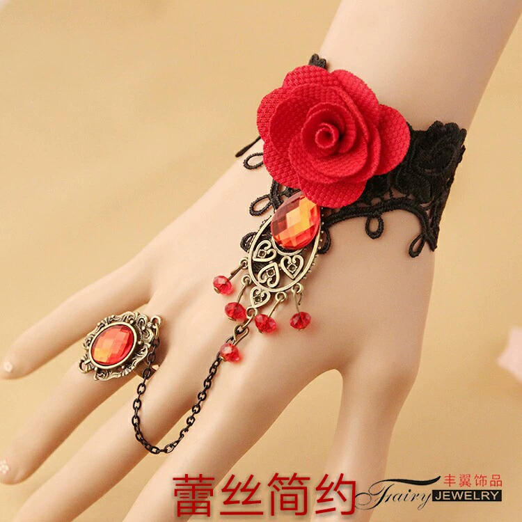 Nhật Bản và Hàn Quốc retro ngọt ngào nhiều vòng tay ren vòng một chuỗi hiệu suất vòng tay nữ Loli cô dâu trang sức cưới - Vòng đeo tay Cuff vòng đeo tay nam