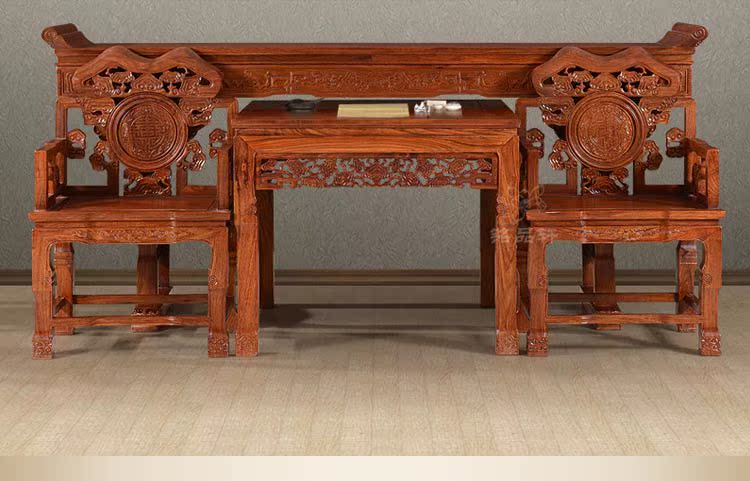 Gỗ gụ nội thất gỗ hồng mộc châu Phi Zhongtang bộ bốn mảnh của Ganoderma lucidum Taishi trường hợp ghế trường hợp cổ phòng khách kết hợp - Bàn / Bàn bàn ghế ăn đẹp