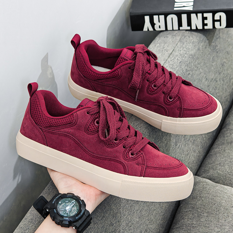 Burgundy Sneakers for Men 2026 New Summer Niche Casual Sports Canvas Shoes Breathable Youth Versatile Trendy Shoes
