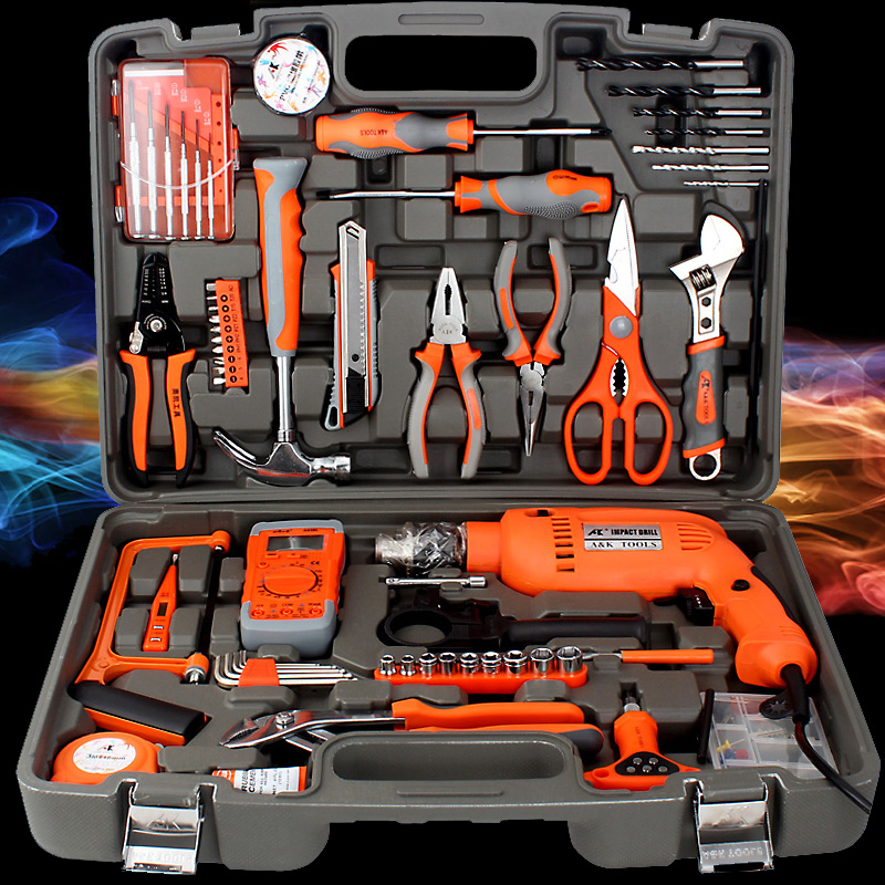 AK 108件工具箱套装 家用组套 多功能组合 维修电工工具 带电钻
