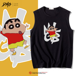 Crayon Shin-chan vest men's trendy breathable cotton sports sleeveless t-shirt fitness base white sweatshirt sweat-absorbent round neck