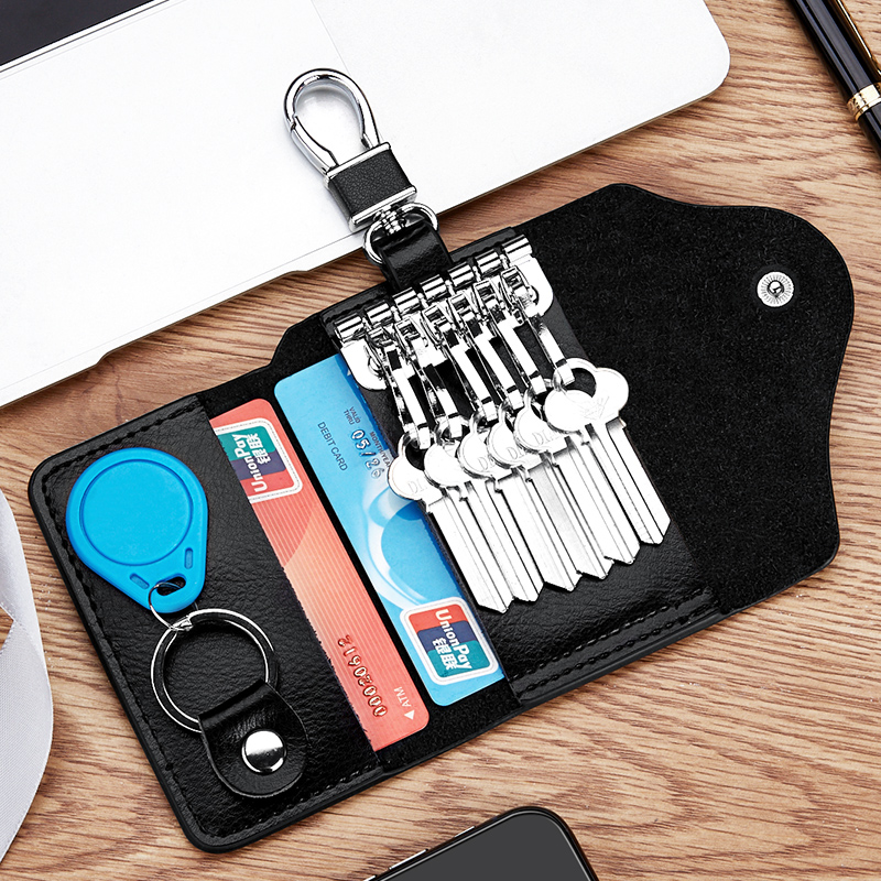 Large Capacity Real Bull Leather Minimalist Zip Lock Spoon Bag Men's Waist Hanging Multifunction Home Pouch Woman Key Bag Universal-Taobao