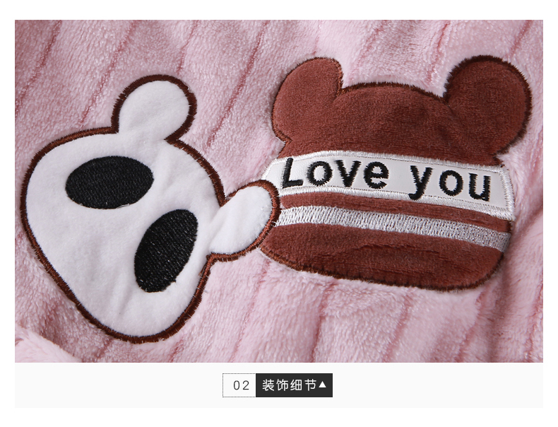 Màu xanh lá cây Jiaqiu mùa đông mới san hô nhung đồ ngủ nữ dài tay áo len ấm áp phim hoạt hình flannel nhà dịch vụ phù hợp đồ ngủ cute