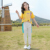 Net Red Girl Summer Set 2020 phiên bản mới của Hàn Quốc của yang-phong cách trẻ em lớn nhỏ thời trang cô gái thể thao hai mảnh bộ. 