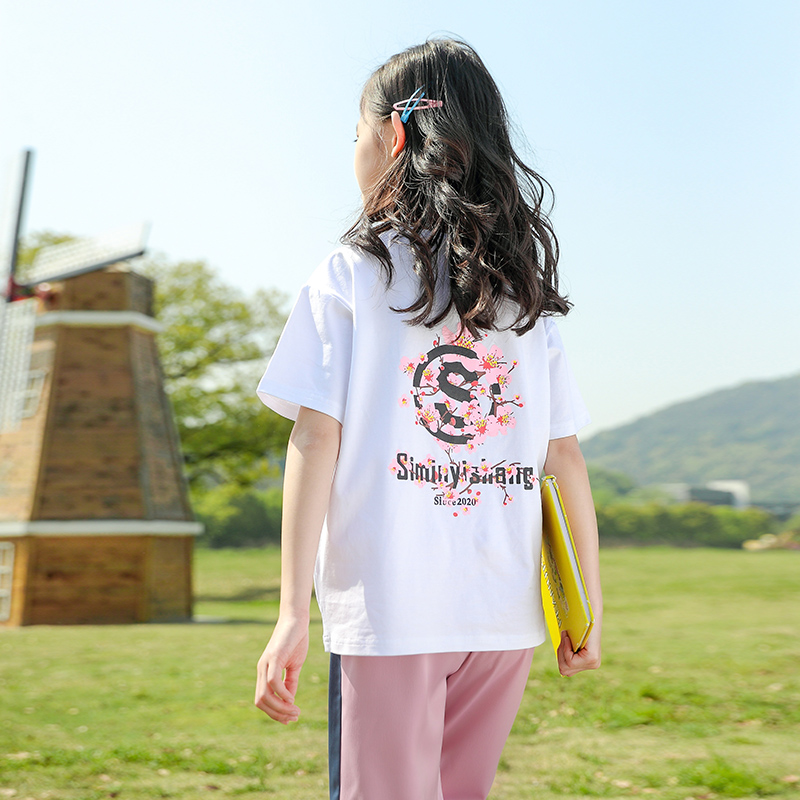 Cô gái ăn mặc mùa hè quần áo trẻ em girlwear một T-shirt thư viện thở giải trí xa di chuyển trẻ Đại Đồng.