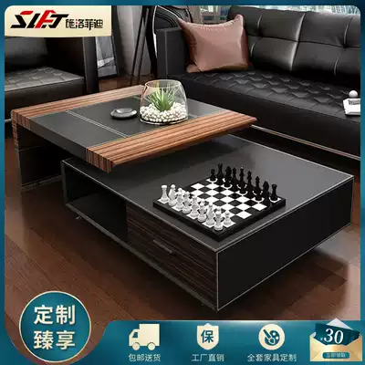 Slofidi fashion Nordic black veneer office coffee table retractable wood grain paint full creative coffee table