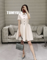 TOMYULN20 autumn womens lapel slim waist light luxury celebrity temperament silk hair light mature big brand dress