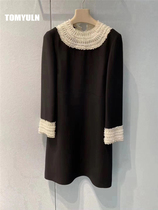 TOMYULN light luxury style dress 20 autumn French temperament socialite Slim pearl lace collar niche short skirt women