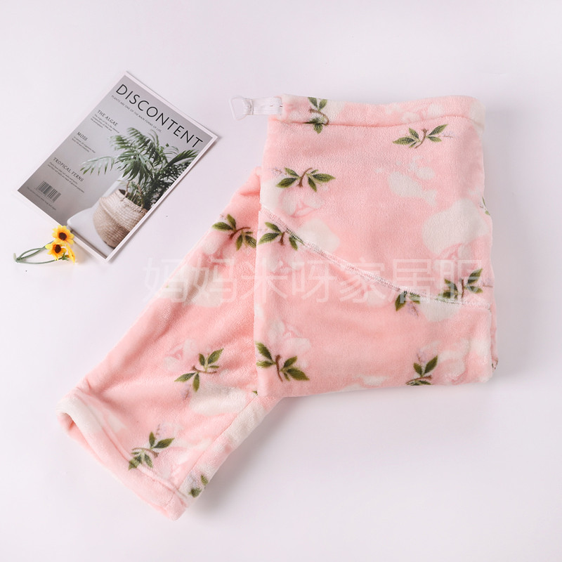 Mùa thu đông của phụ nữ quần flannel bà bầu nâng bụng quần sau sinh tại nhà quần nhung san hô dày cộng với quần ngủ béo quần nữ