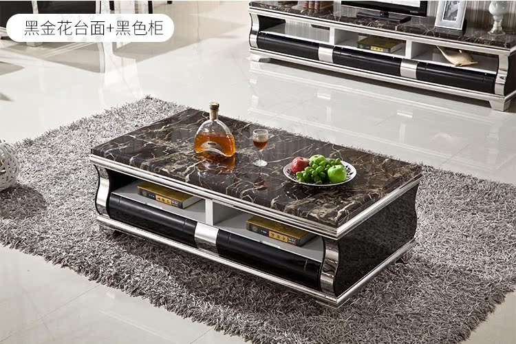 Bàn cà phê đá cẩm thạch phòng khách hiện đại tối giản căn hộ nhỏ sơn đen trắng kính thiên văn kết hợp tủ đồ nội thất - Bàn trà bàn phòng khách hiện đại