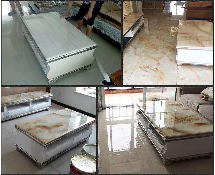 Bàn cà phê đá cẩm thạch phòng khách hiện đại tối giản căn hộ nhỏ sơn đen trắng kính thiên văn kết hợp tủ đồ nội thất - Bàn trà bàn phòng khách hiện đại