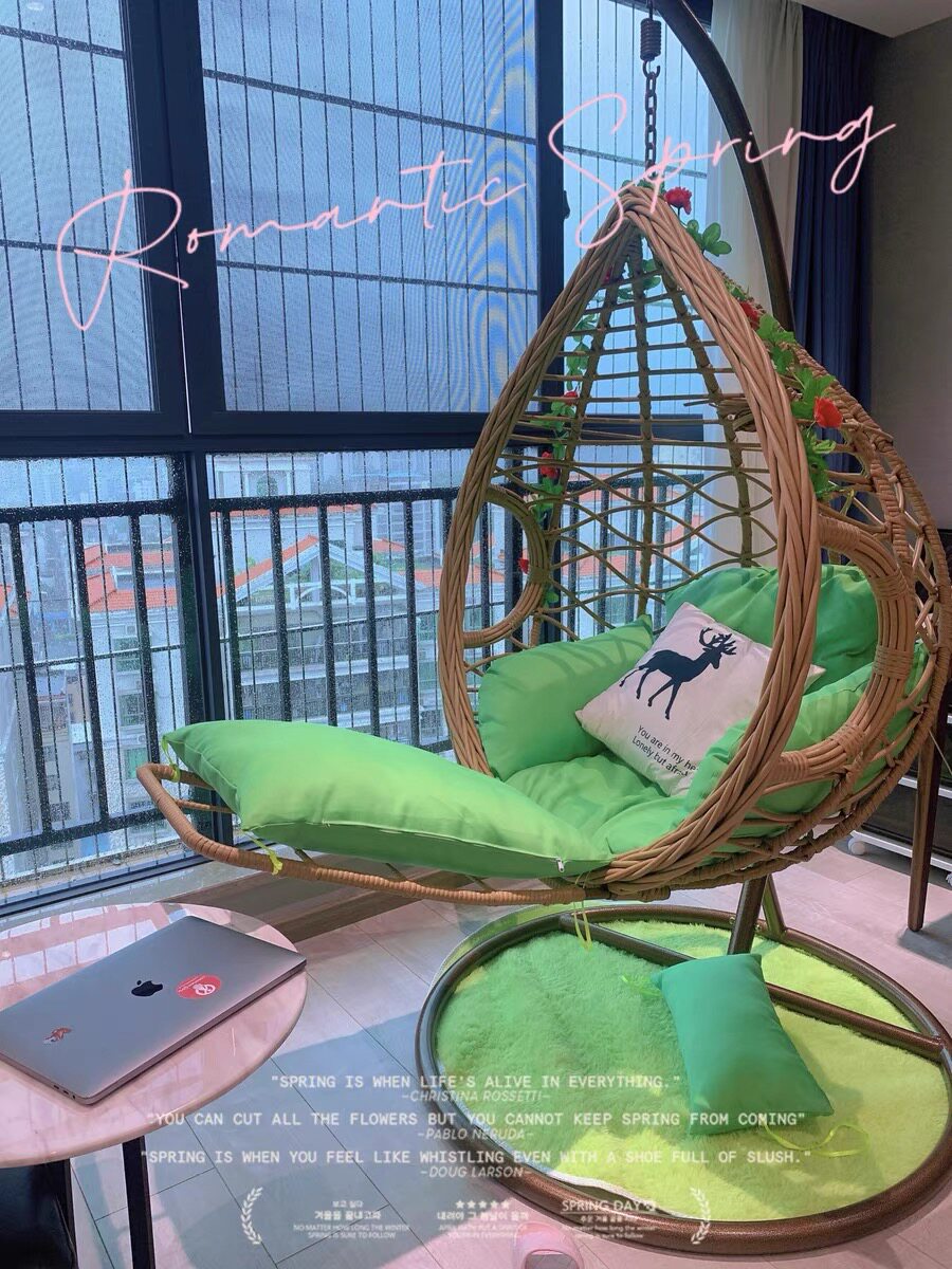 Hanging basket Cane Chair Home Single Hanging Chair Sloth pedalling double hanging bed Cradle chair Indoor balcony Rocking Rocking Chair