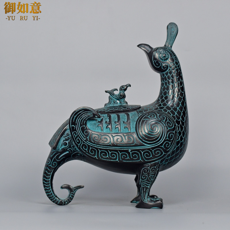 旧家蔵出 古玩 晋侯鳥尊~青銅器の置物 復古 F