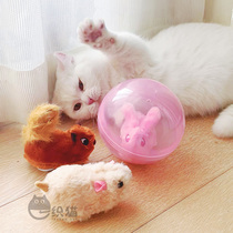 One Woven Cat Electric Rolling Plush Kitty Toy Automatic Obstacle-Avoiding Rolling Ball Rabbit Hamster Pet Spherical Toy