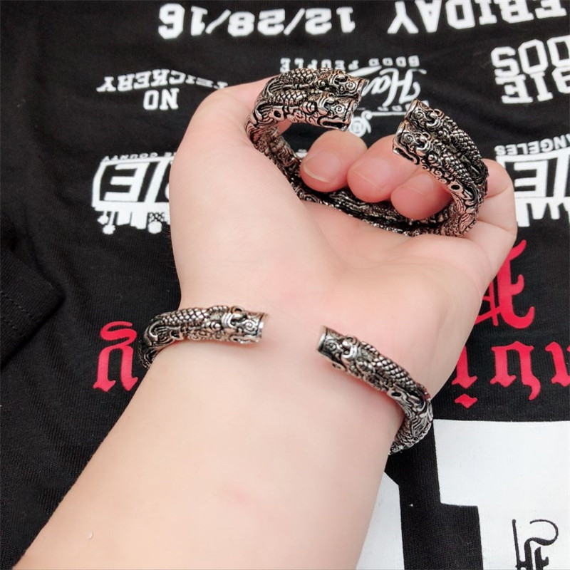 Shahai Zhang Rishan Foye với vòng tay nam nữ chín cửa hai vòng nhẫn đôi nhẫn retro vòng tay bạc sterling Zhang Qishan vòng trầm