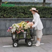 The economic stroller at the stall is at the mercy of a flower cart floral cart floral cart floral cart flowers with flower racks to spend with the car