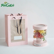 Xinchen Materials March 8th Womens Day palm round pvc transparent mini flower box 38 flower flower box