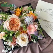 Bride with hand back gift two-piece pvc hollow window flower box square bow flower packaging Box Set 2