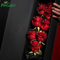 Xinchen Gui Shiyuan leather box portable gun gift box flower packaging flower box flip bouquet round rectangular gift box