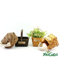 Mini cotton lace OEM hand-held bamboo basket flowers fruit dried flower multi-meat packaging flower basket