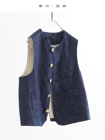 Early Autumn Vest Sold 5,000 Pieces Denim Blue Vest Women's Linen Small Vest Casual Vest Jacket Vest