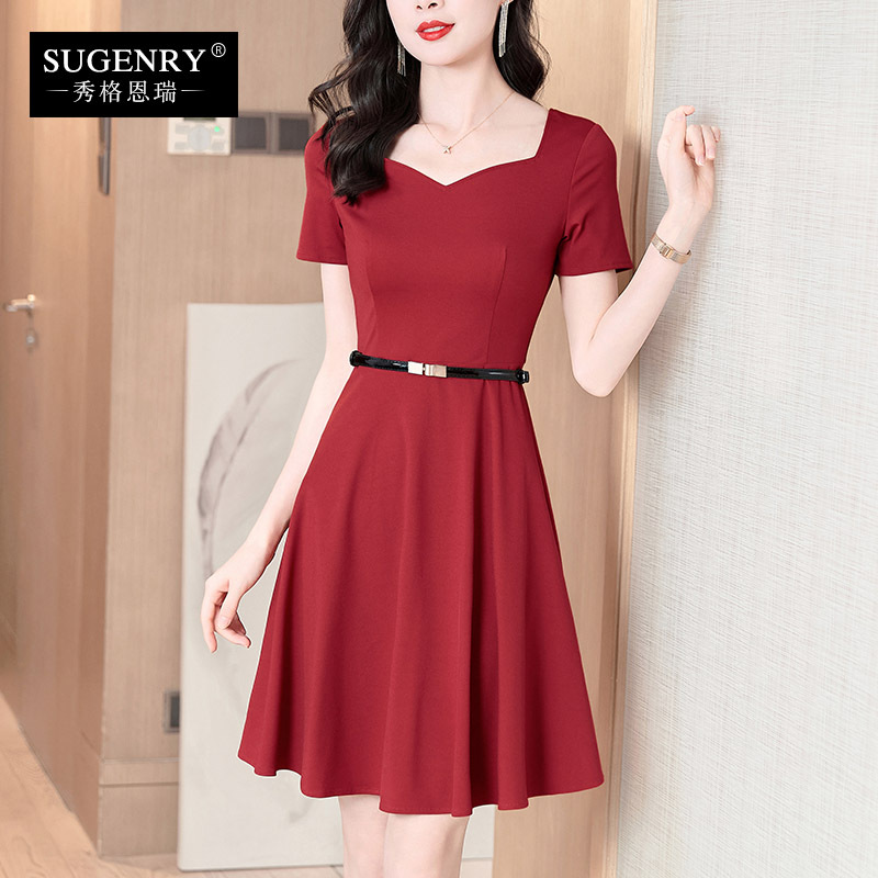 Dress for Women, Summer New Style 2025, High-End Burgundy French Style, Petite, Elegant Hepburn Style Little Red Dress