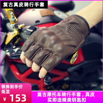 Summer motorcycle vintage gloves four seasons riding half finger leather drop motorcycle rider equipment Harley