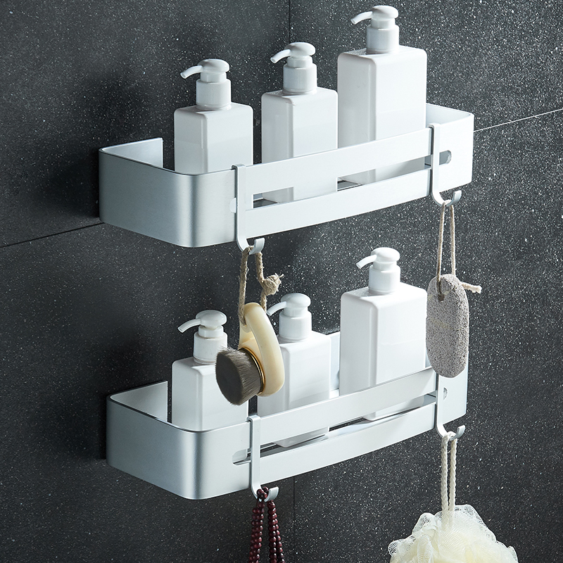 Widening Thickened Bathroom Shelve Space Aluminum dressing room Rectangular Containing Layer Rack Wall-mounted Bathroom shelf free of punch