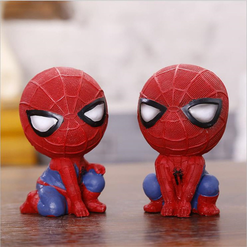 Q version extraordinary warrior spiderman decoration birthday gift cake living room desktop cartoon cute resin decoration
