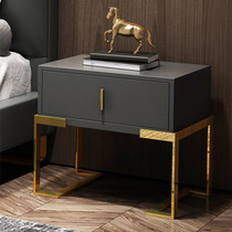 Light luxury bedside cabinet cortex all solid wood simple modern bedroom with bedside cabinet high foot economical Nordic design