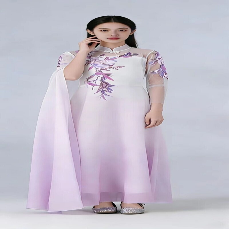 Adult Guzheng Performance Evening Dress for Women, 2026 Annual Meeting Host, High-End and Elegant, Ethnic Vocal Music Exam Performance Costume Adult Guzheng Performance Evening Dress for Women, 2026 Annual Meeting Host, High-End and Elegant, Ethnic Vocal Music Exam Performance Costume