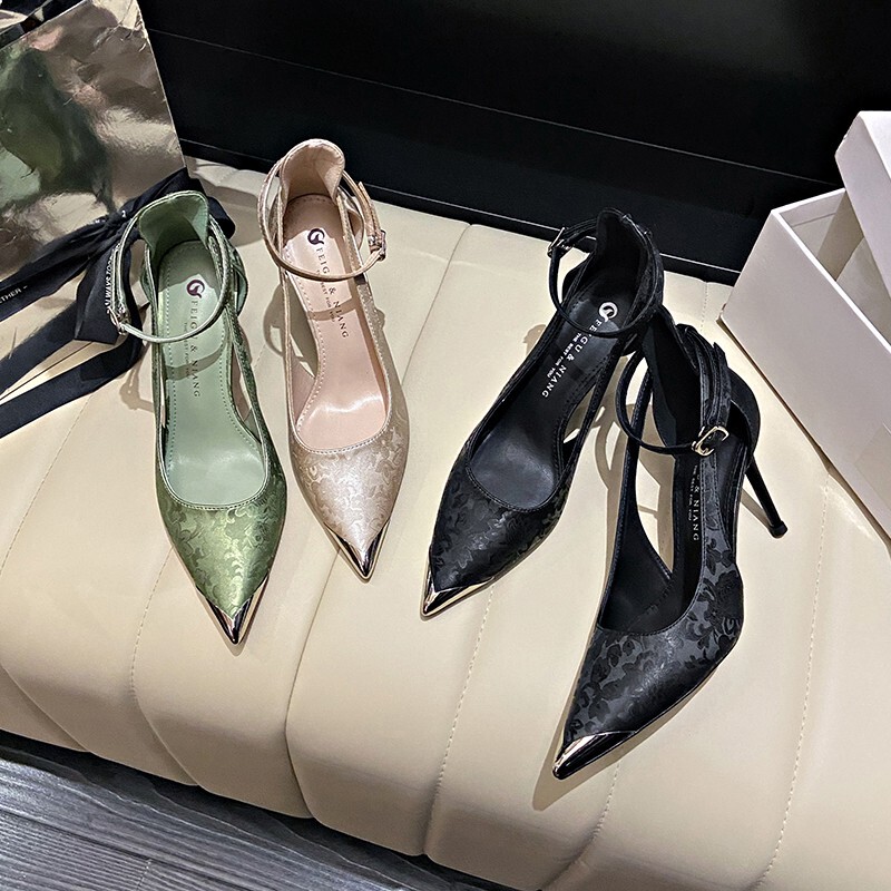 2026 Summer New Style National Style Buckle Strap Anti-Slip Women's Fashion Sexy Hollow Commuting Pointed Toe Stiletto High Heels