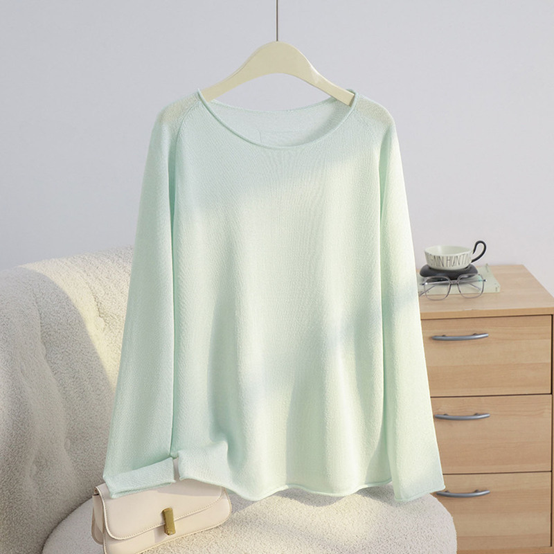 2026 New Thin Loose Knit Sweater for Women, Spring Sun Protection Cover-Up, Lazy Style Layered Wear, Slimming Washi Yarn Top