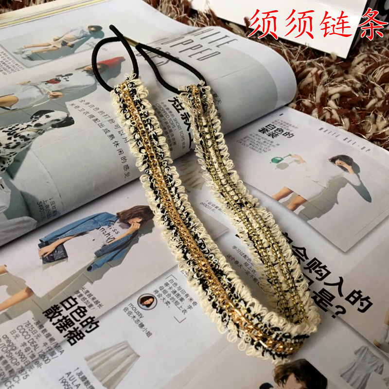 Hàn quốc retro nhập khẩu mũ totem thêu gió quốc gia headband đinh tán chuỗi Châu Âu và Hoa Kỳ tóc đàn hồi ban nhạc tóc dây