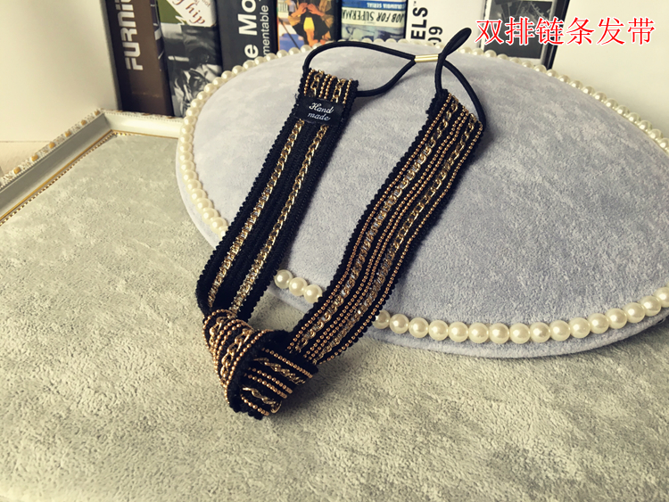 Hàn quốc retro nhập khẩu mũ totem thêu gió quốc gia headband đinh tán chuỗi Châu Âu và Hoa Kỳ tóc đàn hồi ban nhạc tóc dây