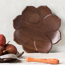 Lotus pot bearing (not two wood) designer handmade wood art lotus plate North American Black Walnut Snack Plate