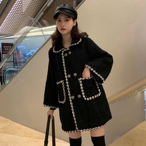 2020 Autumn and Winter new large size womens fat mm slim net red waist wool jacket age reduction loose woolen cloth coat