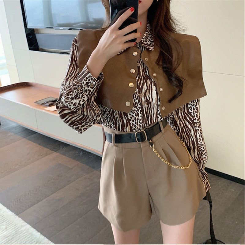 Korean version of online red fashion three sets big size women's clothes 2020 fall new fat mm collection waist display slim 100 lap shirt woman