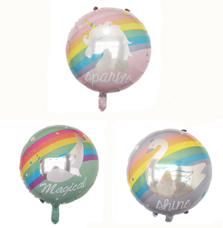 24 - inch round unicorn Swan Dolphin Cartoon Aluminum Film Baby's birthday party decorated balloon